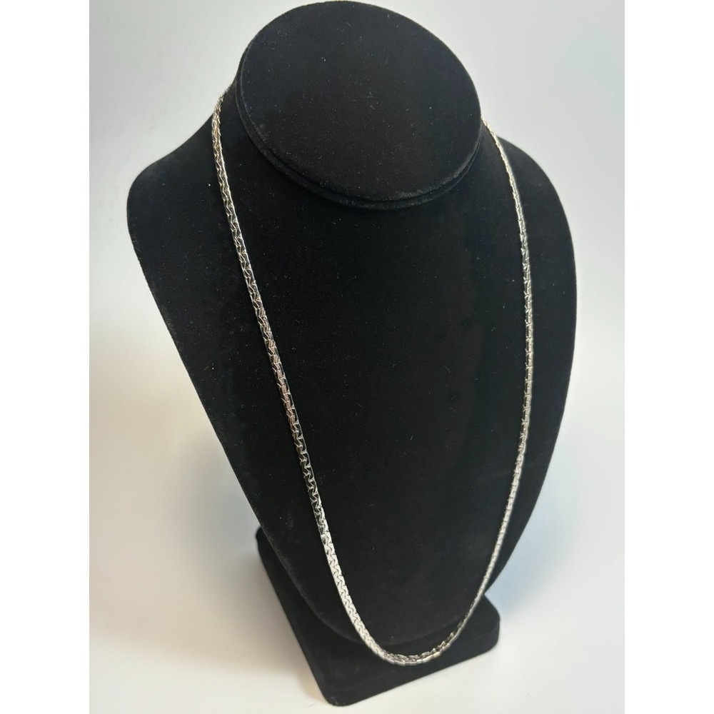 Vintage Necklace Silver Tone Dramatic Flat Link Chain 22 inch Signed Emmons‎